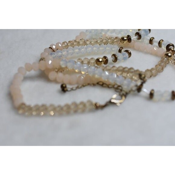 Contemporary 60 Inch Single Strand Multi Color Beaded Gold Tone Chic Necklace - Picture 4 of 4